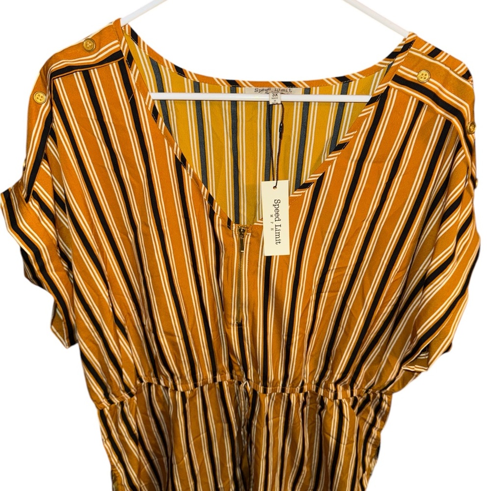 Striped Yellow and Black blouse with gold accents